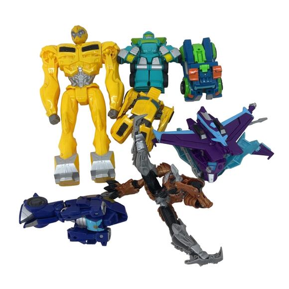 Transformers Yellow Blue Green Action Figure Plastic Toy Lot Preowned - Picture 1 of 5
